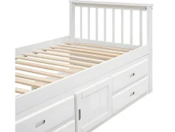 Gesloten Eenpersoonsbed 90X200Cm Met 4 Lades En Een Deur - Wit
