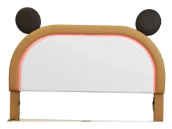 Gestoffeerd Bed Met Verstelbaar Hoofdbord 140 X 200 Cm - Led'S - Pu Leer - Geel + Bruin