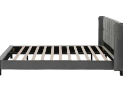 Gestoffeerd Bed 160X200Cm In Fluweel Met Lattenbodem - Grijs