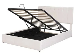 Gestoffeerd Opbergbed - 140X200Cm - Stof Fluweel - Beige