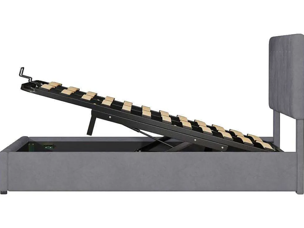 Gestoffeerd Opbergbed - 140X200Cm - Fluwelen Stof - Grijs