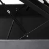 Gestoffeerd Opbergbed - 140X200Cm - Fluwelen Stof - Verstelbaar Hoofdeinde Met Blokpatroon - Grijs