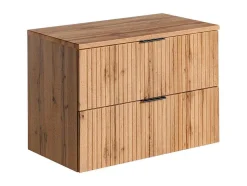 Gestreept Hangend Meubel Onder Wastafel Met Plank - Licht Naturel - L80 Cm - Zevara