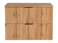 Gestreept Hangend Meubel Onder Wastafel Met Plank - Licht Naturel - L80 Cm - Zevara