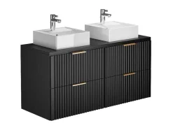 Gestreept Hangmeubel Voor Badkamer Met Wastafel Om Te Plaatsen - Zwart - L120 Cm - Zevara
