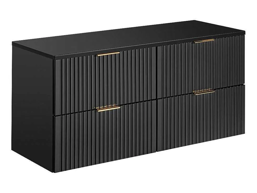 Gestreept Hangmeubel Voor Badkamer Met Wastafel Om Te Plaatsen - Zwart - L120 Cm - Zevara