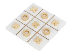 Gezelschapsspel - Boter-Kaas-En-Eieren - Marmer En Messing En Wit - L20,5 X H2,5 X D20,5 Cm - Tactoe