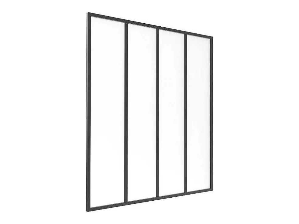 Glasraam Werkplaatsstijl Van Van Aluminium En Gematteerd Glas - 120 X 130 Cm - Zwart - Bayview
