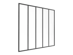 Glasraam Werkplaatsstijl Van Van Aluminium En Gematteerd Glas - 150 X 130 Cm - Zwart - Bayview