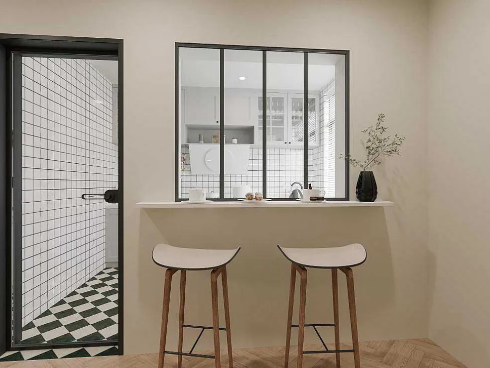 Glazen Binnenraam Bayview Van Aluminium Met Zwarte Poedercoating - 120 X 105 Cm