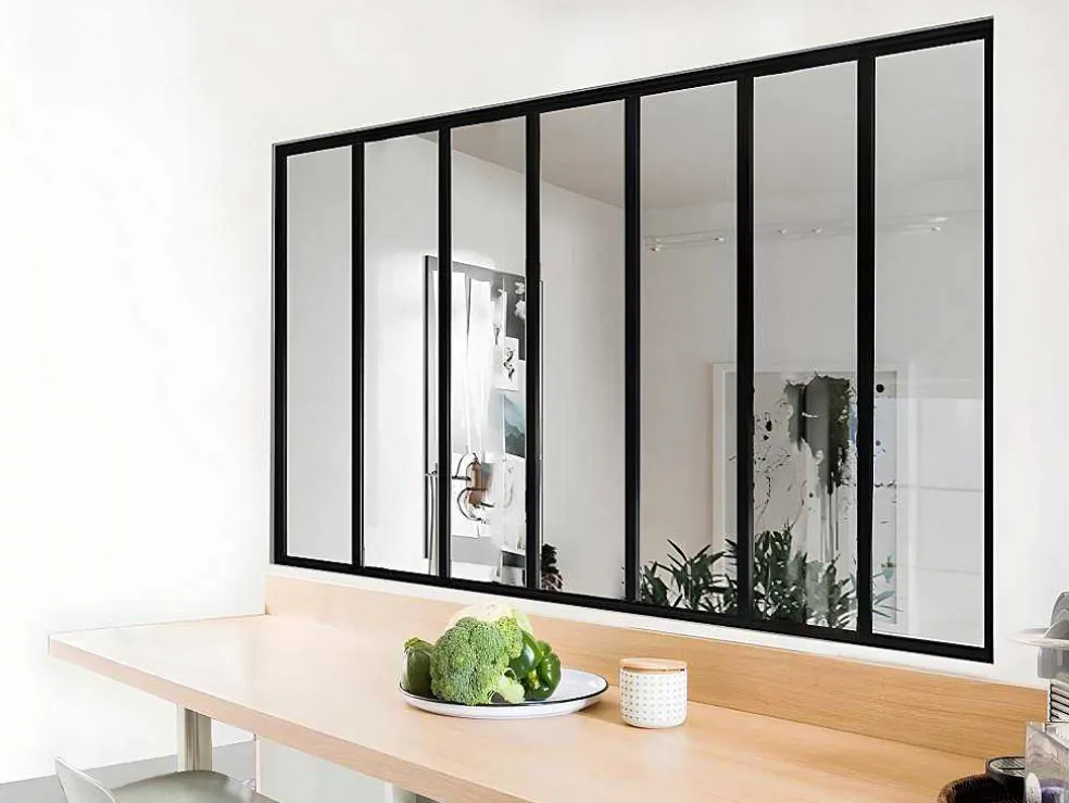 Glazen Binnenraam In Aluminium Met Poedercoating - 210 X 105 Cm - Zwart - Bayview