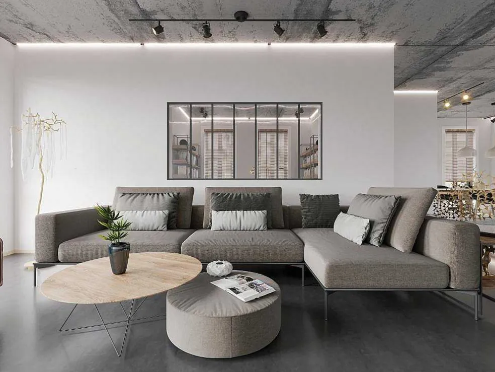 Glazen Binnenraam In Aluminium Met Poedercoating - 210 X 105 Cm - Zwart - Bayview