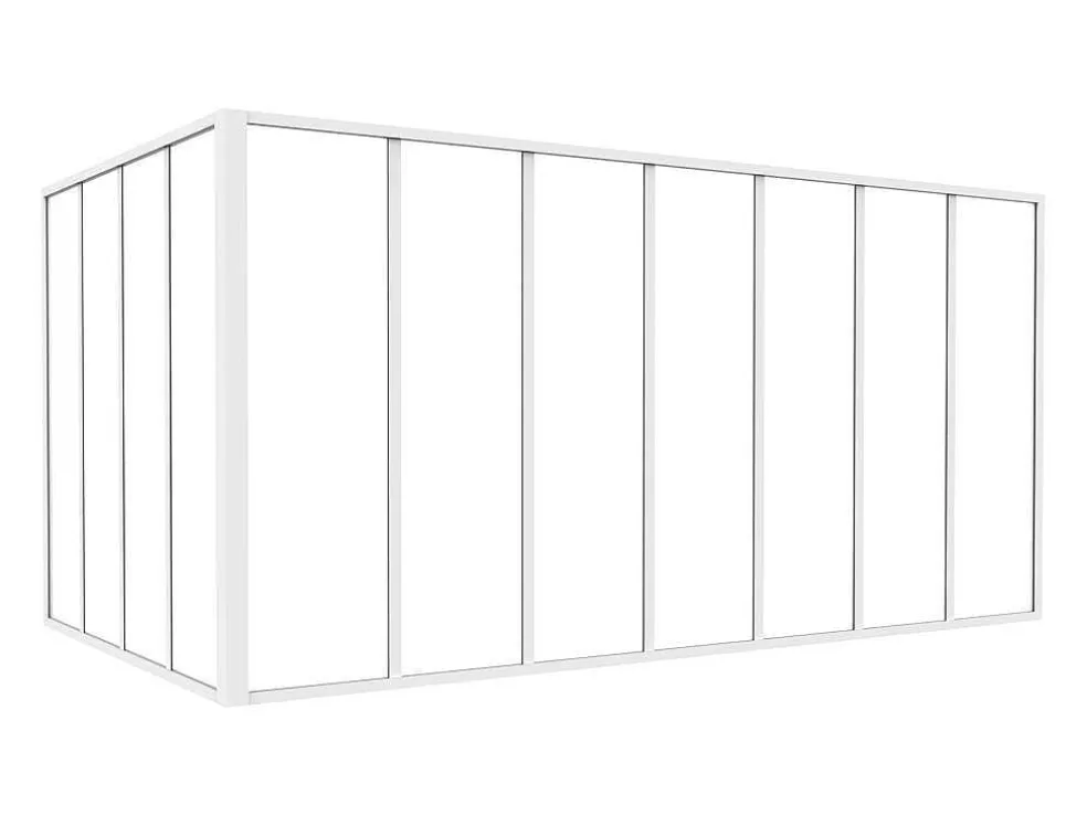 Glazen Hoekbinnenraam In Industriele Stijl In Gepoederlakt Aluminium L210 X L120 X H105 Wit Bayview