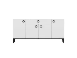 Gloria Multifunctioneel Kabinet, Wit, Zwart, 160X42X75 Cm, Epikasa