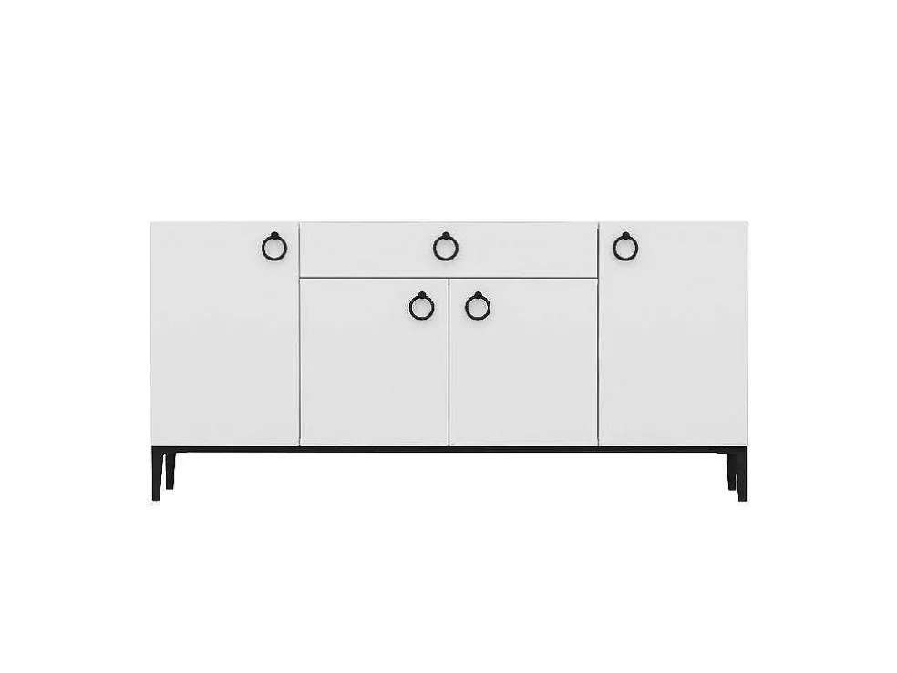 Gloria Multifunctioneel Kabinet, Wit, Zwart, 160X42X75 Cm, Epikasa