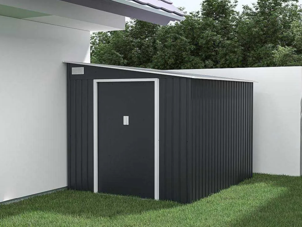 Grijs Metalen Tuinhuisje Van Gegalvaniseerd Antracietkleurig Staal 4,97 M - Daustin