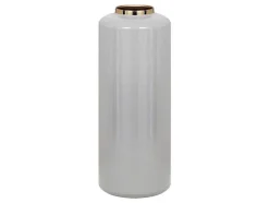 Grote Geemailleerde Metalen Vaas - D. 19 X H. 50 Cm - Grijs En Goud - Goriat