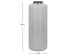 Grote Geemailleerde Metalen Vaas - D. 19 X H. 50 Cm - Grijs En Goud - Goriat
