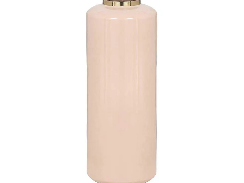 Grote Geemailleerde Metalen Vaas - D. 19 X H. 50 Cm - Beige En Goud - Goriat
