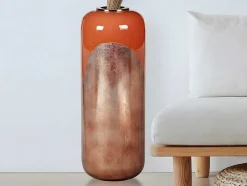 Grote Geemailleerde Metalen Vaas - D. 30 X H. 82 Cm - Terracotta En Koperblad - Perlin