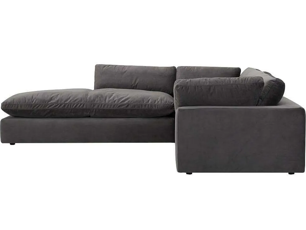 Grote Hoekbank Met Hoek Links Van Antracietgrijs Velours Amaury