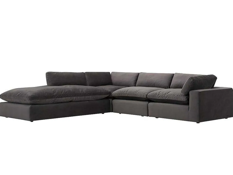 Grote Hoekbank Met Hoek Links Van Antracietgrijs Velours Amaury