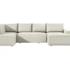Grote Omkeerbare Hoekbank Van Beige Ribfluweel Amelia