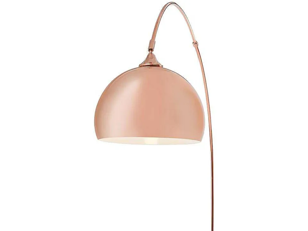 Grote Staande Lamp Met Boog Art Deco Ombrage - Metaal En Marmer - H. 180 Cm - Koperkleur