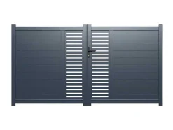 Halfopengewerkte Aluminium Elektrische Draaipoort Met Motief B300 X H164 Cm Antraciet Orist Ii