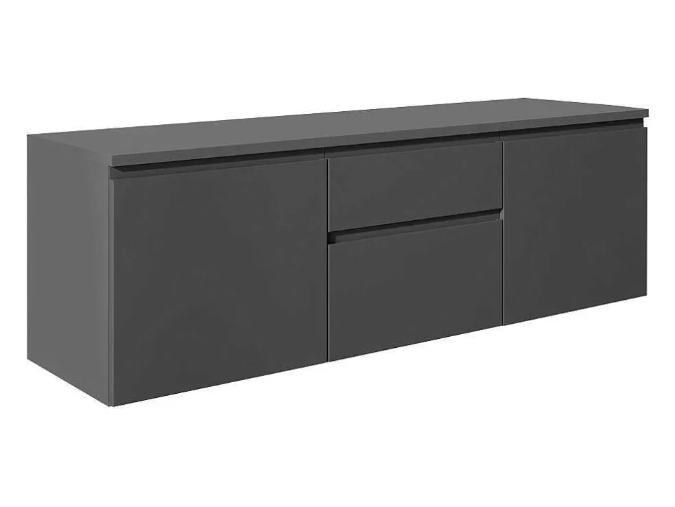 Hangend Badkamermeubel Met Dubbele Wastafel En Spiegels - Grijs - 150 Cm - Jimena Ii