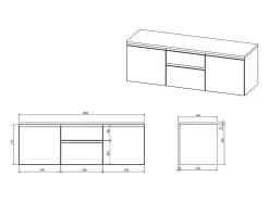 Hangend Badkamermeubel Met Dubbele Wastafel En Spiegels - Grijs - 150 Cm - Jimena Ii