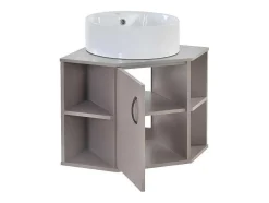 Hangend Badkamermeubel Met Keramische Wastafel - Marmeren Bladen - Lichtpaars (Kraan Niet Inbegrepen)