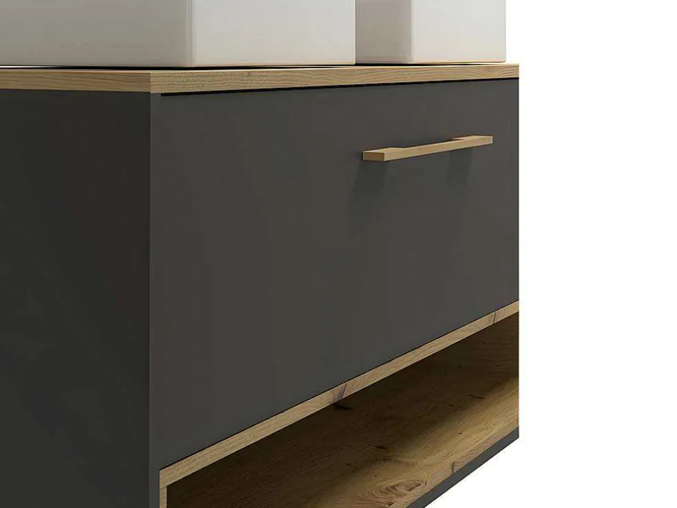 Hangend Badkamermeubel Met Dubbele Wastafel - Antraciet - 120 Cm - Yangra