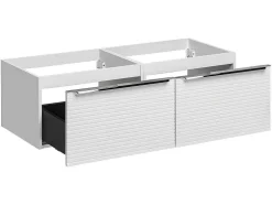 Hangend Badkamermeubel Wit Gestreept Met Dubbele Wastafel - 120 Cm - Latoma