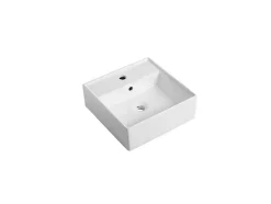 Hangend Bureau Van Donker Teakhout Met Zwarte Beugels En Wastafel - 80 X 50 Cm - Sukawati