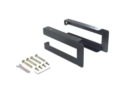 Hangend Bureau Van Donker Teakhout Met Zwarte Beugels En Dubbele Wastafel - 150 X 50 Cm - Sukawati