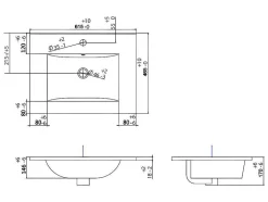 Hangend, Geribbeld Wastafelmeubel Met Opzetwastafel - Lichte Houtlook - L80 Cm - Zevara