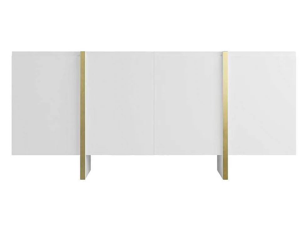 Hangend Tv-Meubel Met 4 Deuren Van Mdf - Wit En Goudkleurig - Luvonia