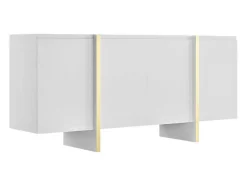 Hangend Tv-Meubel Met 4 Deuren Van Mdf - Wit En Goudkleurig - Luvonia