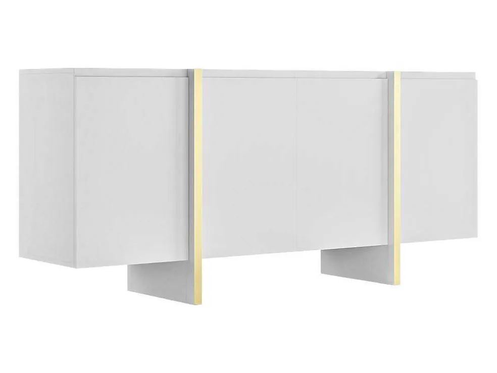 Hangend Tv-Meubel Met 4 Deuren Van Mdf - Wit En Goudkleurig - Luvonia