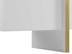 Hangend Tv-Meubel Met 4 Deuren Van Mdf - Wit En Goudkleurig - Luvonia