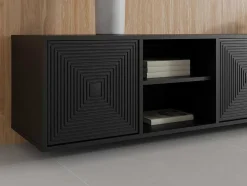 Hangend Tv-Meubel Met 4 Deuren En 2 Nissen Van Mdf - Zwart - Mezulia