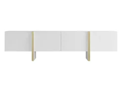 Hangend Tv-Meubel Met 4 Deuren Van Mdf - Wit En Goud - Luvonia