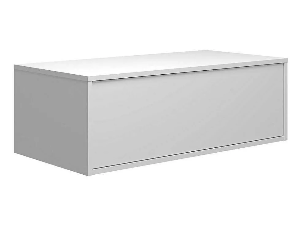 Hangende Badkamerkast In Wit Met Enkele Wastafel En Twee Lades - 94 Cm - Teana Ii