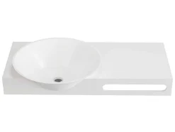Hangende Vaste Wastafel Met Handdoekhouder - Wit - L100 X B54 X H20 Cm - Yumiko