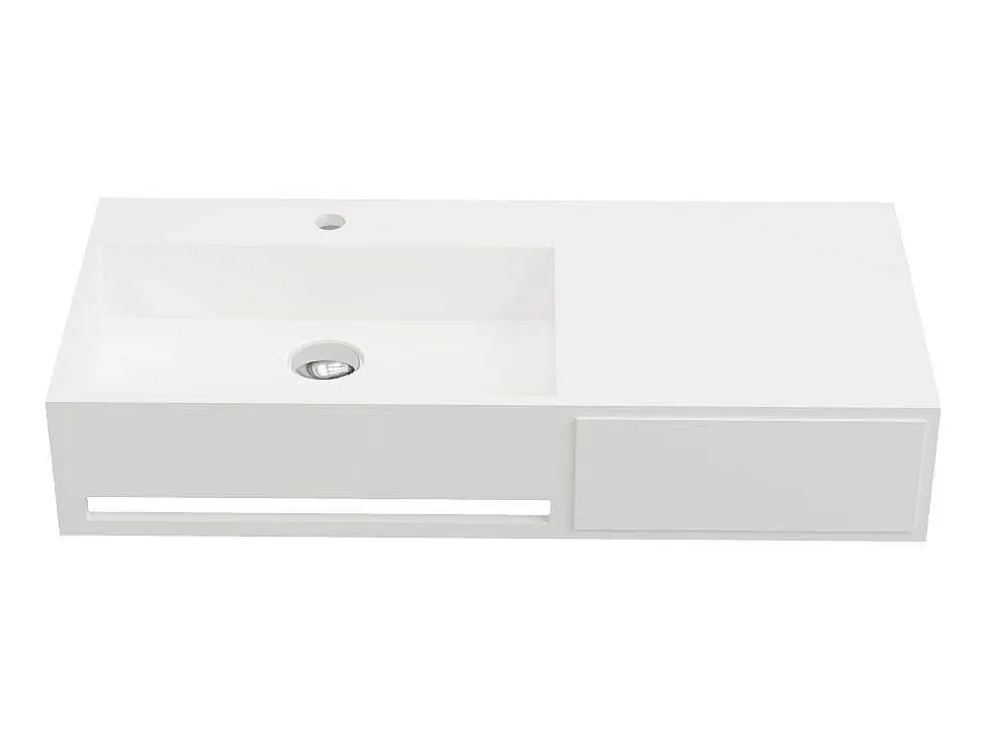 Hangende Wastafel Met Handdoekhouder - Wit - L90 X B40 X H17 Cm - Gandaki