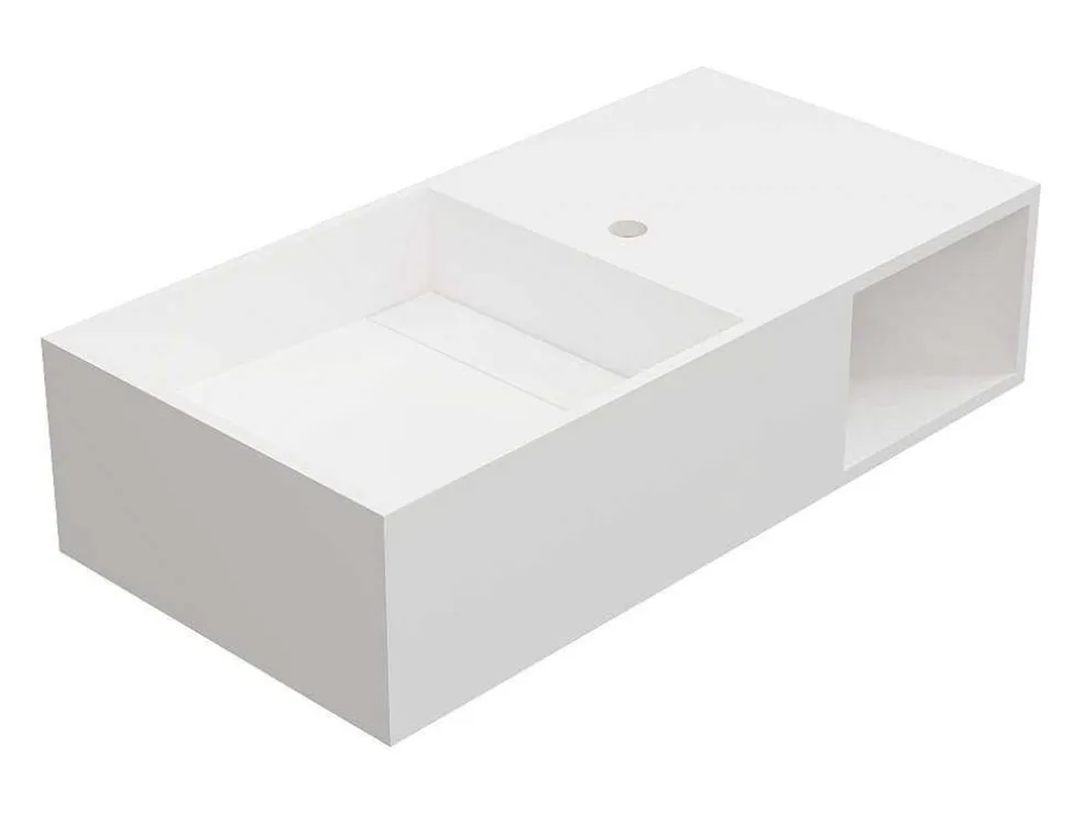 Hangende Wastafel Met Nis - Wit - L80 X B40 X H20 Cm - Goyoko