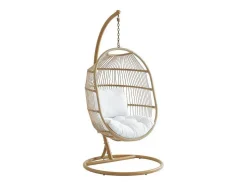 Hangfauteuil Van Gevlochten Hars En Touw - Licht Naturel Met Wit Kussen - Lucera Van Mylia