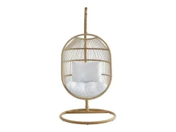 Hangfauteuil Van Gevlochten Hars En Touw - Licht Naturel Met Wit Kussen - Lucera Van Mylia