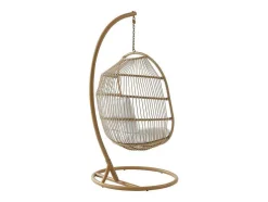 Hangfauteuil Van Gevlochten Hars En Touw - Licht Naturel Met Wit Kussen - Lucera Van Mylia